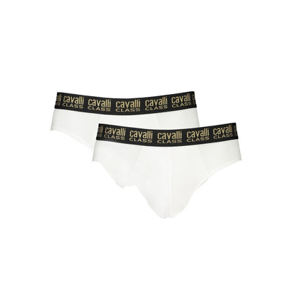 Underwear Briefs by Cavalli Class for men in stretch cotton white features a contoured Crisp Men's Stretch Cotton Underwear Briefs design with a contoured finish.