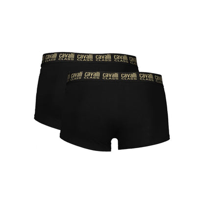 Underwear Boxer Briefs from Cavalli Class for men in stretch cotton black features an ergonomic design from the Men's Stretch Cotton Underwear Boxer Briefs collection, highlighting a premium fit and tailored cut.