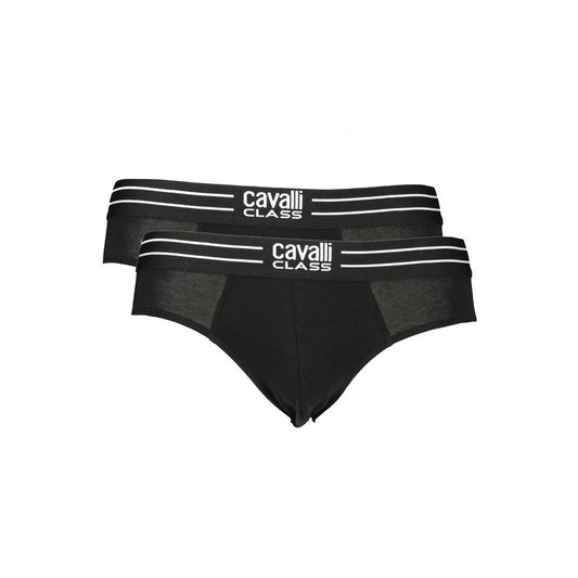 Underwear Briefs by Cavalli Class for men in stretch cotton black presents a ethereal silhouette, showcasing the sophisticated Men's Stretch Cotton Underwear Briefs design with a ethereal fit for a premium look.