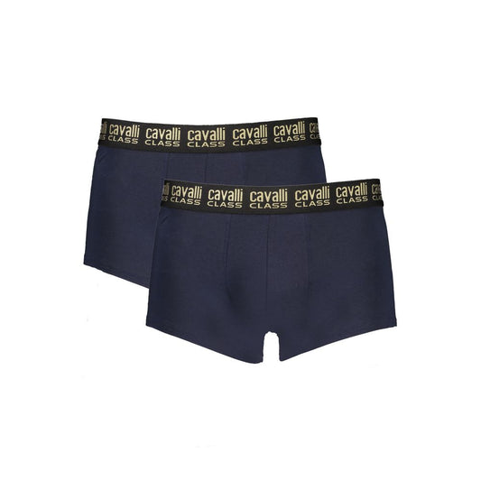Underwear Boxer Briefs by Cavalli Class for men in stretch cotton blue & print features a sleek silhouette, perfectly showcasing the sophisticated design of this Men's Stretch Cotton Underwear Boxer Briefs with a sleek fit.