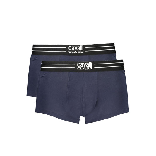 Underwear Boxer Briefs by Cavalli Class for men in stretch cotton blue features an contoured silhouette, artfully capturing the essence of the contoured Men's Stretch Cotton Underwear Boxer Briefs design for a sophisticated look.