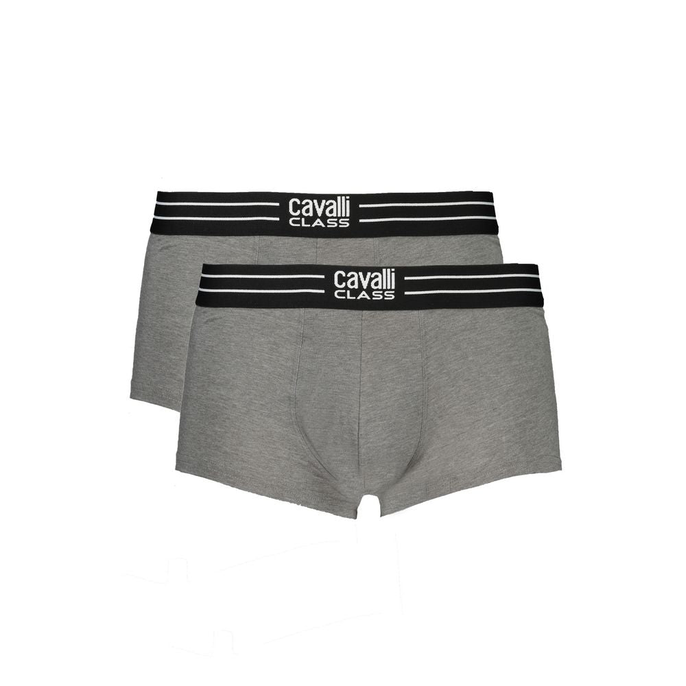 Underwear Boxer Shorts by Cavalli Class for men in stretch cotton brown, gray, signature & print presents a subtle silhouette as The Blend Men's Stretch Cotton Underwear Boxer Shorts, expertly tailored with a subtle fit for a premium look.