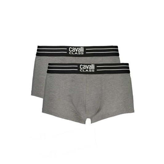 Underwear Boxer Shorts by Cavalli Class for men in stretch cotton brown, gray, signature & print presents a subtle silhouette as The Blend Men's Stretch Cotton Underwear Boxer Shorts, expertly tailored with a subtle fit for a premium look.