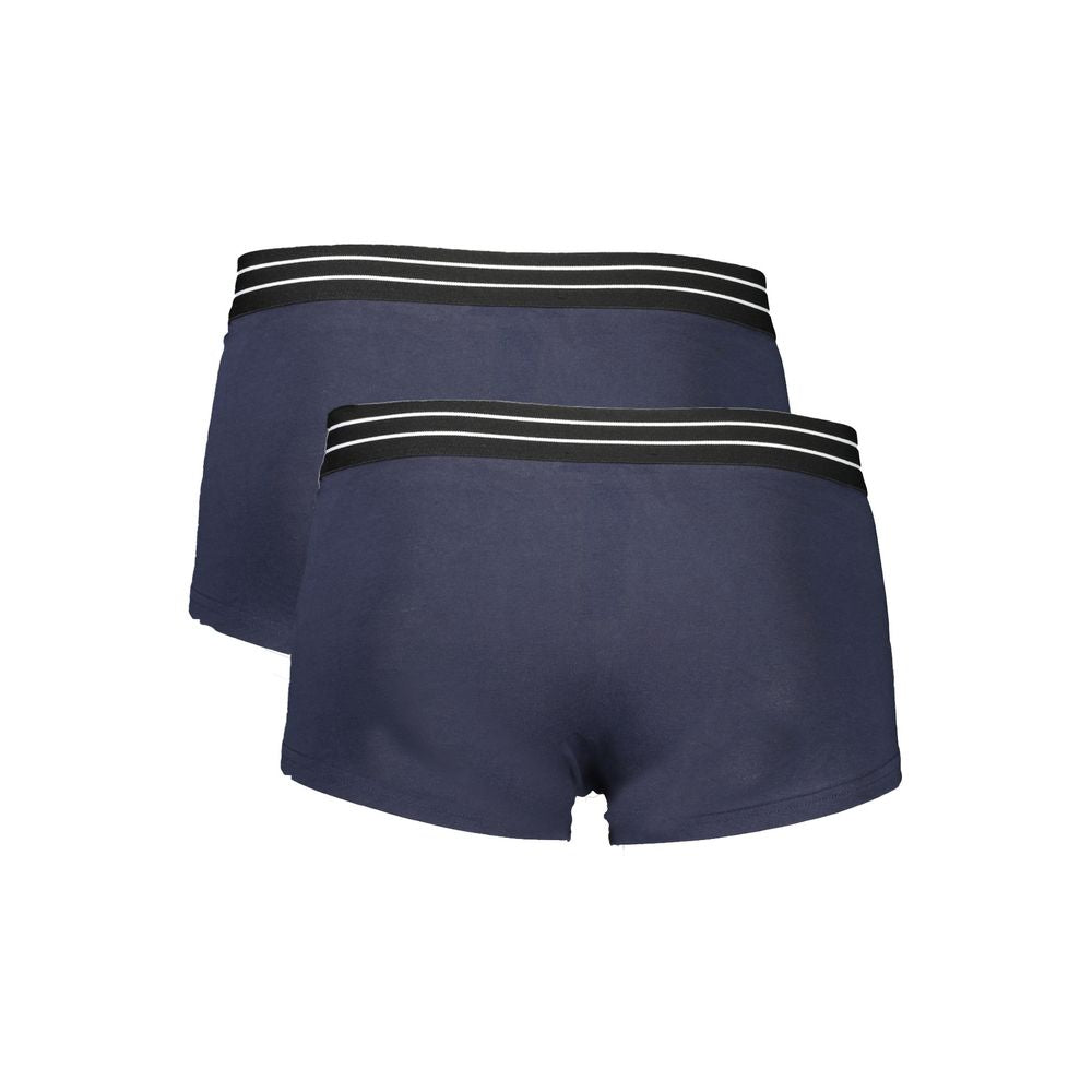 Underwear Boxer Briefs by Cavalli Class for men in stretch cotton blue features a sleek silhouette, perfectly showcasing the sophisticated design of this Men's Stretch Cotton Underwear Boxer Briefs with a sleek fit.