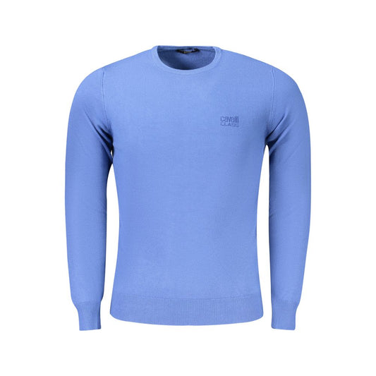 Sweater by Cavalli Class for men in polyamide polyester viscose blue showcases a downtown chic silhouette, artfully finished with a downtown chic crew neckline and for a sophisticated, high-end look.