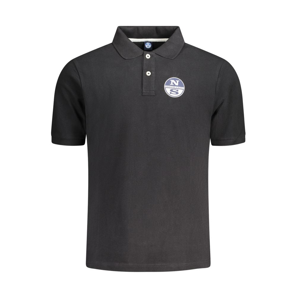Polo Shirt by North Sails for men in denim cotton black & print presents a crisp silhouette, artfully detailed with a crisp short-sleeve and crisp .