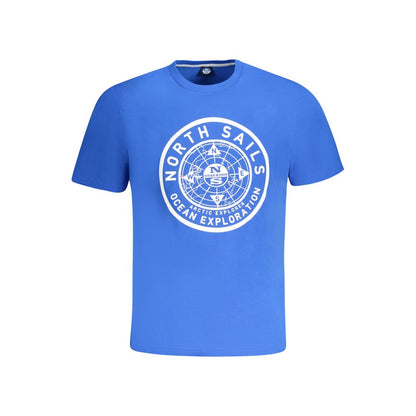 T-Shirt by North Sails for men in cotton blue & print features an on trend silhouette, perfectly showcasing a on trend short-sleeve and crew neckline for an elevated aesthetic.