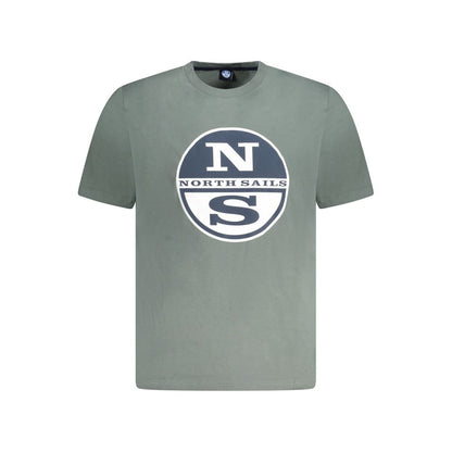 T-Shirt by North Sails for men in cotton green & print showcases a unassuming silhouette, artfully detailed with a refined crew neckline and unassuming for a sophisticated, contemporary look.