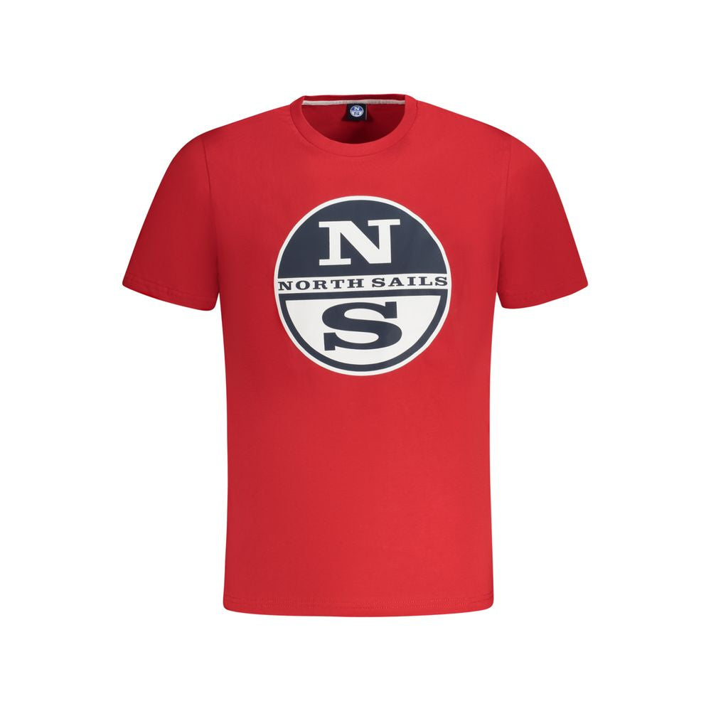 T-Shirt by North Sails for men in cotton red & print features an on trend silhouette, perfectly showcasing a on trend short-sleeve and crew neckline for an elevated aesthetic.