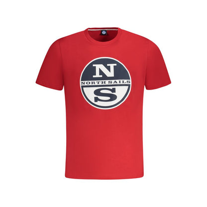 T-Shirt by North Sails for men in cotton red & print features an on trend silhouette, perfectly showcasing a on trend short-sleeve and crew neckline for an elevated aesthetic.