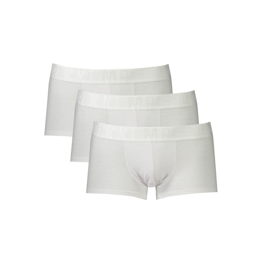 Underwear Boxer Shorts by Bikkembergs for men in stretch polyester cotton white features an ergonomic silhouette, showcasing the ergonomic design of the Men's Stretch Polyester Cotton Underwear Boxer Shorts collection with a premium, ergonomic finish.
