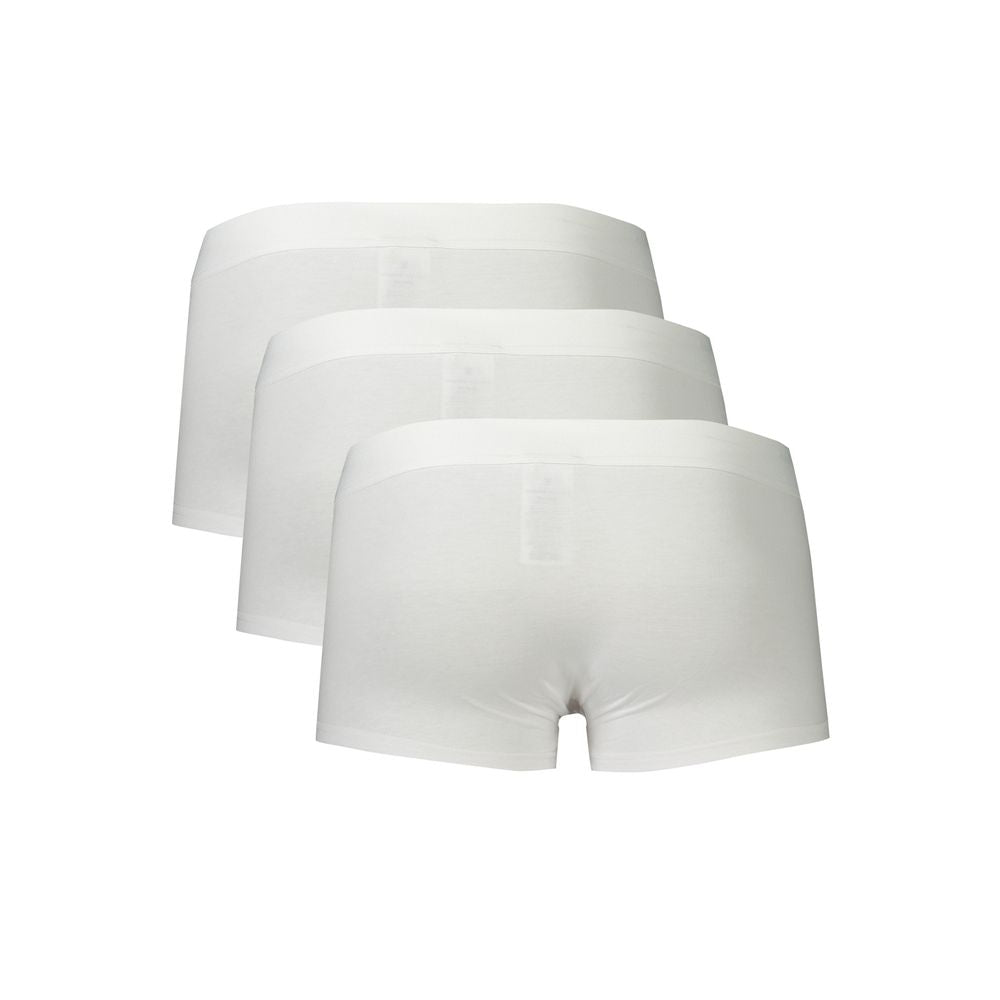 Underwear Boxer Shorts by Bikkembergs for men in stretch polyester cotton white, featuring a contoured Men's Stretch Polyester Cotton Underwear Boxer Shorts design with a contoured fit for ultimate comfort.