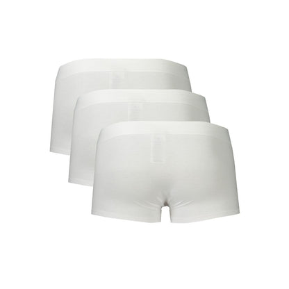 Underwear Boxer Shorts by Bikkembergs for men in stretch polyester cotton white, featuring a contoured Men's Stretch Polyester Cotton Underwear Boxer Shorts design with a contoured fit for ultimate comfort.