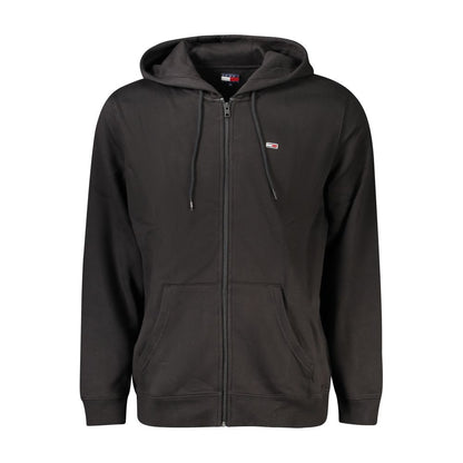 Hooded Sweatshirt Hoodie by Tommy Hilfiger for men in cotton polyester black features an avant-garde silhouette, showcasing a sophisticated hooded neckline and detail for a truly avant-garde finish.