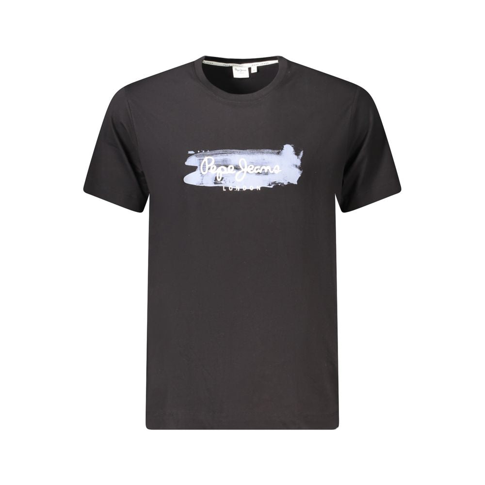 T-Shirt by Pepe Jeans for men in cotton black, signature & print features an edgy silhouette, meticulously detailed with a sophisticated and for a truly edgy finish.