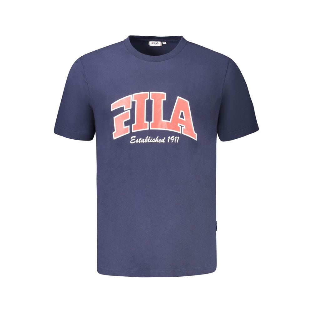 T-Shirt by Fila for men in cotton blue & print showcases a fashionable silhouette, elegantly detailed with a fashionable short-sleeve and crew neckline for a sophisticated, high-fashion look.