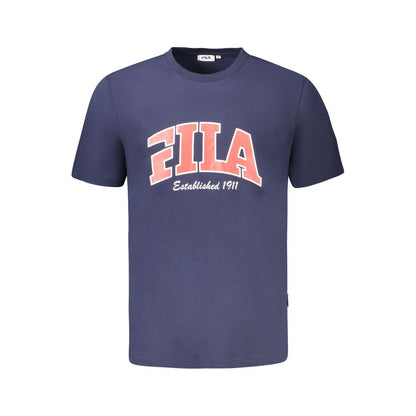 T-Shirt by Fila for men in cotton blue & print showcases a fashionable silhouette, elegantly detailed with a fashionable short-sleeve and crew neckline for a sophisticated, high-fashion look.
