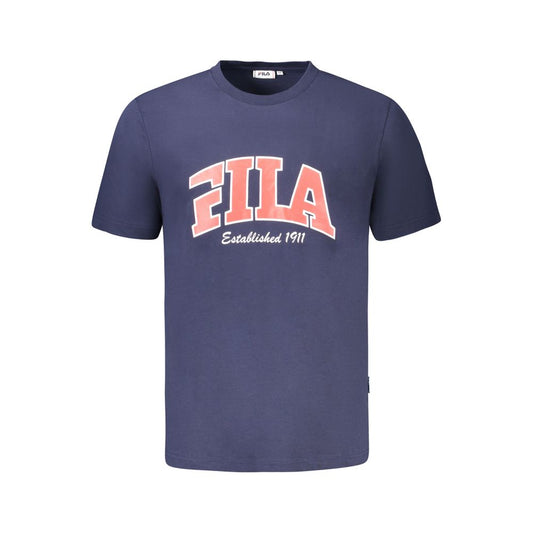 T-Shirt by Fila for men in cotton blue & print showcases a fashionable silhouette, elegantly detailed with a fashionable short-sleeve and crew neckline for a sophisticated, high-fashion look.