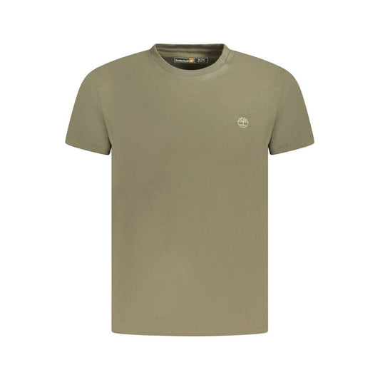 T-Shirt by Timberland for men in denim cotton green & signature showcases a fashionable silhouette, elegantly detailed with a fashionable and crew neckline for a sophisticated, high-fashion look.