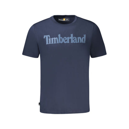 T-Shirt by Timberland for men in organic cotton blue & print features an on trend silhouette, perfectly showcasing a on trend short-sleeve and crew neckline for an elevated aesthetic.