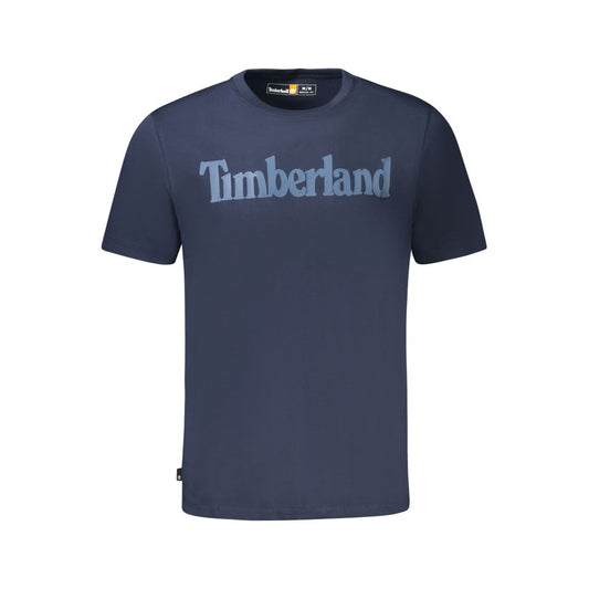T-Shirt by Timberland for men in organic cotton blue & print features an on trend silhouette, perfectly showcasing a on trend short-sleeve and crew neckline for an elevated aesthetic.