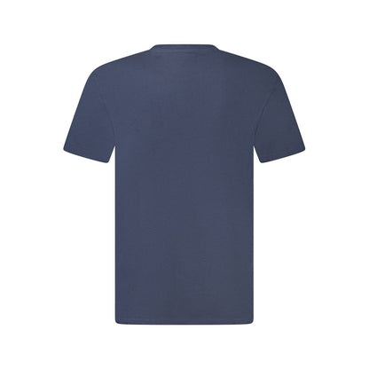 T-Shirt by Timberland for men in cotton blue showcases a fashionable silhouette, elegantly detailed with a fashionable and crew neckline for a sophisticated, high-fashion look.