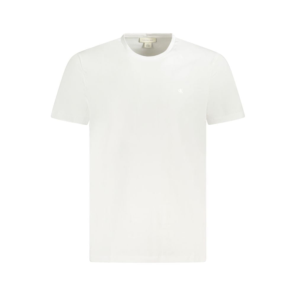 T-Shirt by Calvin Klein for men in cotton white features a plush silhouette, showcasing a sophisticated crew neckline and short-sleeve for a truly plush finish.