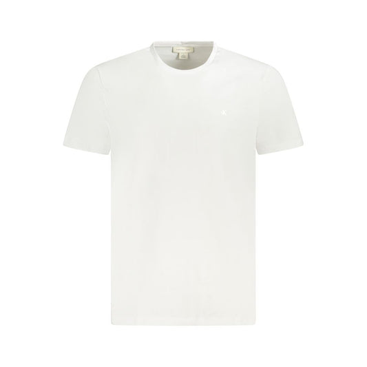 T-Shirt by Calvin Klein for men in cotton white features a plush silhouette, showcasing a sophisticated crew neckline and short-sleeve for a truly plush finish.
