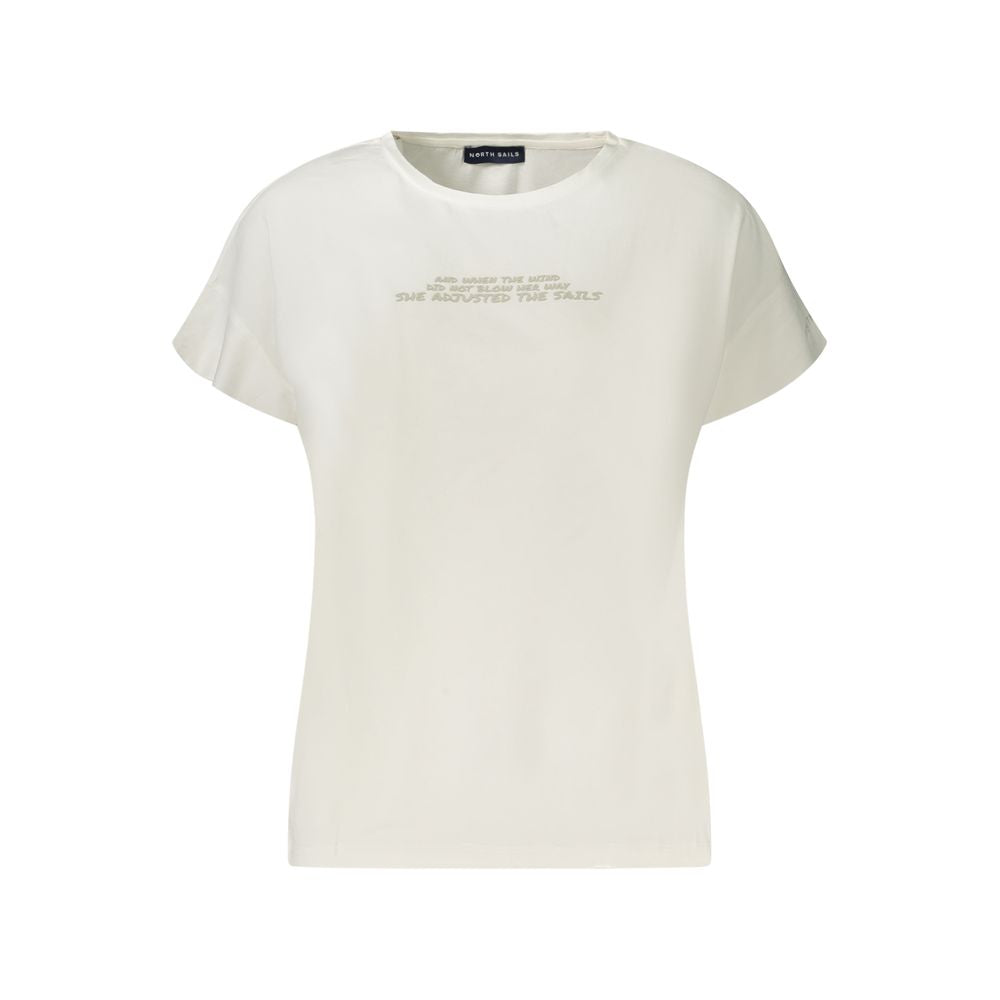 T-Shirt by North Sails for women in cotton white & print features a plush silhouette, showcasing a sophisticated wide-neck neckline and short-sleeve for a truly plush finish.