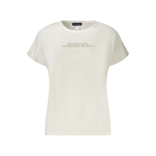 T-Shirt by North Sails for women in cotton white & print features a plush silhouette, showcasing a sophisticated wide-neck neckline and short-sleeve for a truly plush finish.