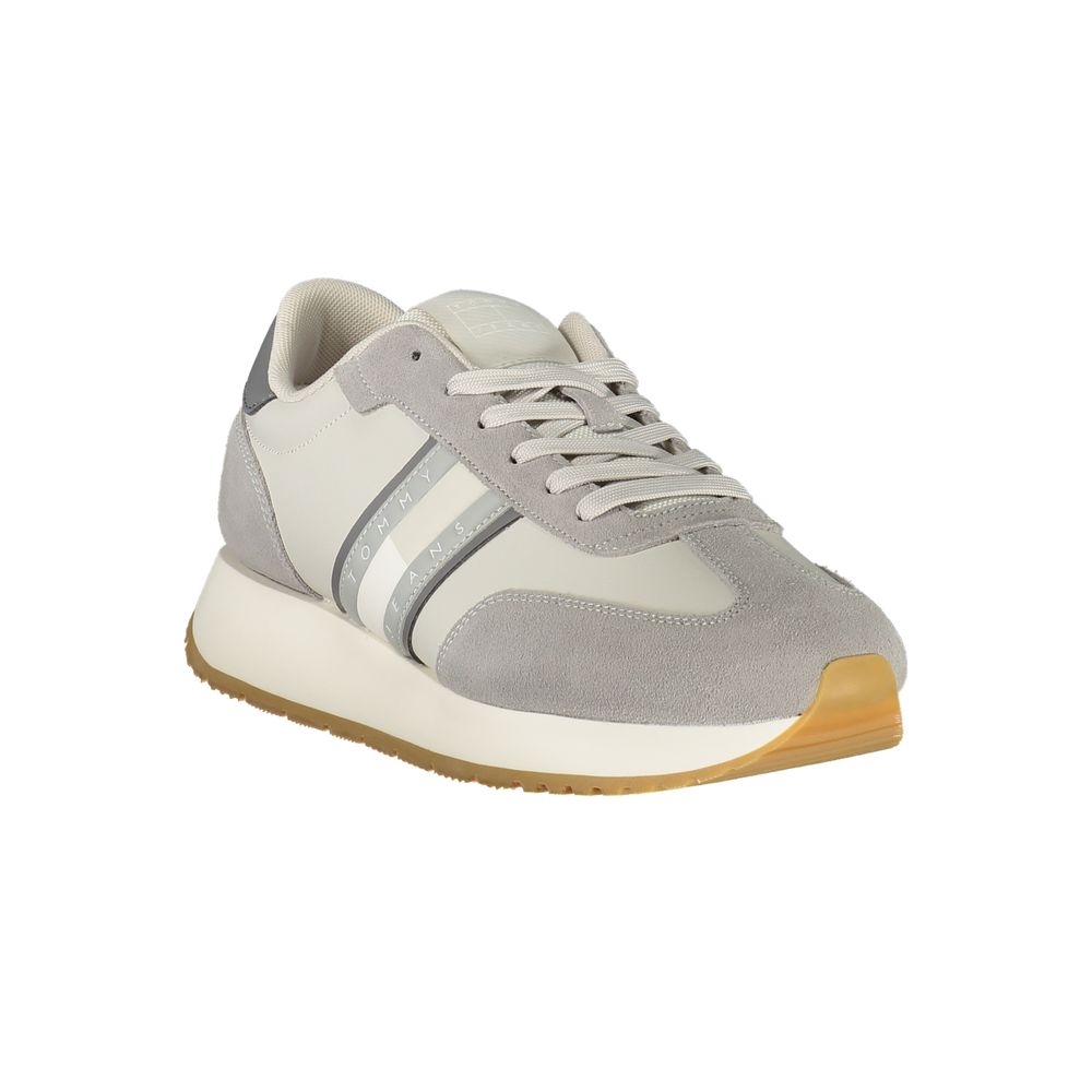 Sneakers by Tommy Hilfiger for men in polyethylene polyester leather brown & gray presents a sumptuous silhouette from the Men's Fashion Polyethylene Polyester Leather Sneakers collection, showcasing a sumptuous fashion style for an elevated aesthetic.