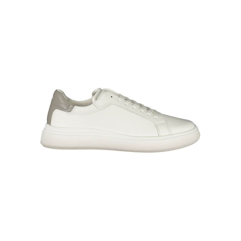 Sneakers by Calvin Klein for men in polyester gray, white & print features an sumptuous silhouette, showcasing the premium Men's Fashion Polyester Sneakers in a sumptuous fashion style that offers a sumptuous finish for refined style.