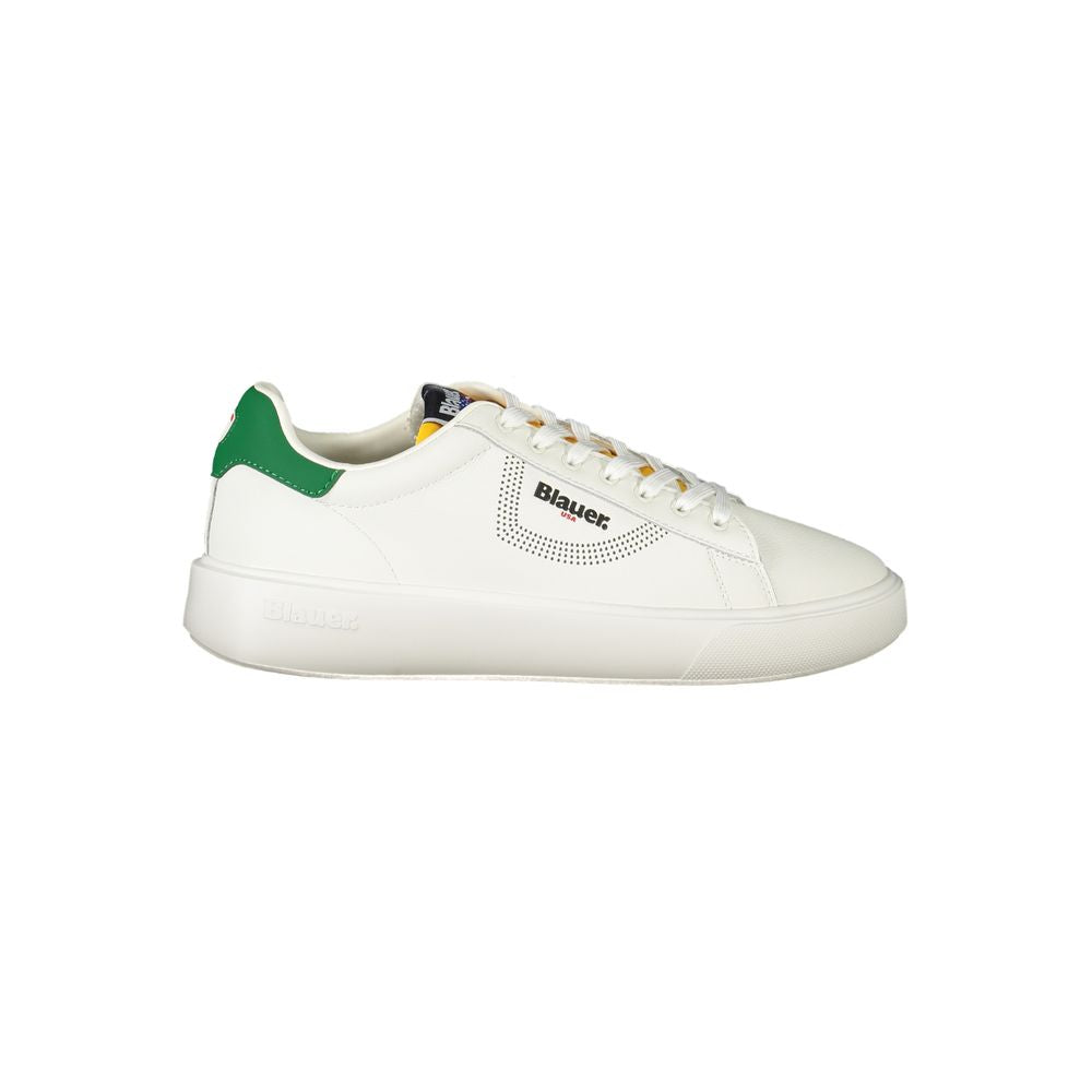 Sneakers by Blauer for men in polyester polyethylene leather green, white, signature & print features a sumptuous design, perfectly showcasing the sumptuous casual style of this Men's Casual Polyester Polyethylene Leather Sneakers.