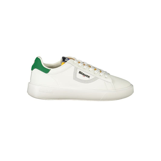 Sneakers by Blauer for men in polyester polyethylene leather green, white, signature & print features a sumptuous design, perfectly showcasing the sumptuous casual style of this Men's Casual Polyester Polyethylene Leather Sneakers.
