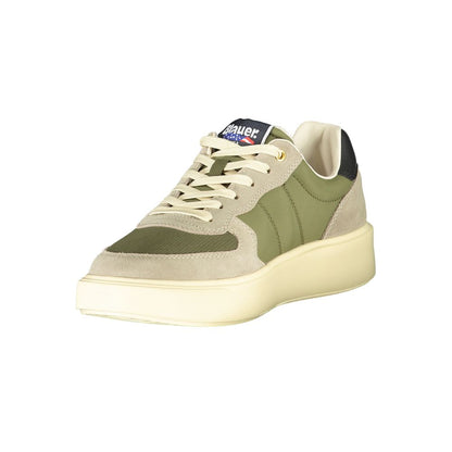 Sneakers by Blauer for men in polyester polyethylene leather green features an opulent silhouette from the Men's Casual Polyester Polyethylene Leather Sneakers collection, showcasing a signature casual style with an opulent finish.