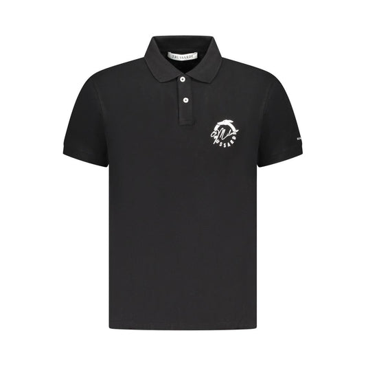 Polo Shirt by Trussardi for men in cotton black presents a distinguished silhouette, showcasing a sophisticated and distinguished short-sleeve for a truly distinguished finish.