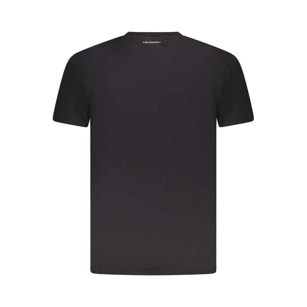 T-Shirt by Trussardi for men in cotton black & print features an edgy silhouette, meticulously detailed with a sophisticated and crew neckline for a truly edgy finish.