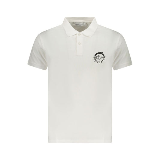 Polo Shirt by Trussardi for men in cotton white & print presents a crisp silhouette, artfully detailed with a crisp short-sleeve and crisp .