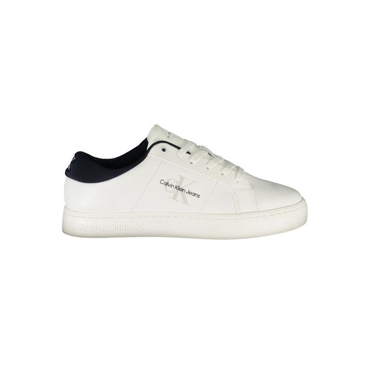 Athletic Sneakers by Calvin Klein for men in polyester polyurethane leather blue, white & print presents a sleek silhouette, perfectly capturing the athletic style essence of Aren Men's Athletic Polyester Polyurethane Leather Sneakers with its sleek design and premium finish.