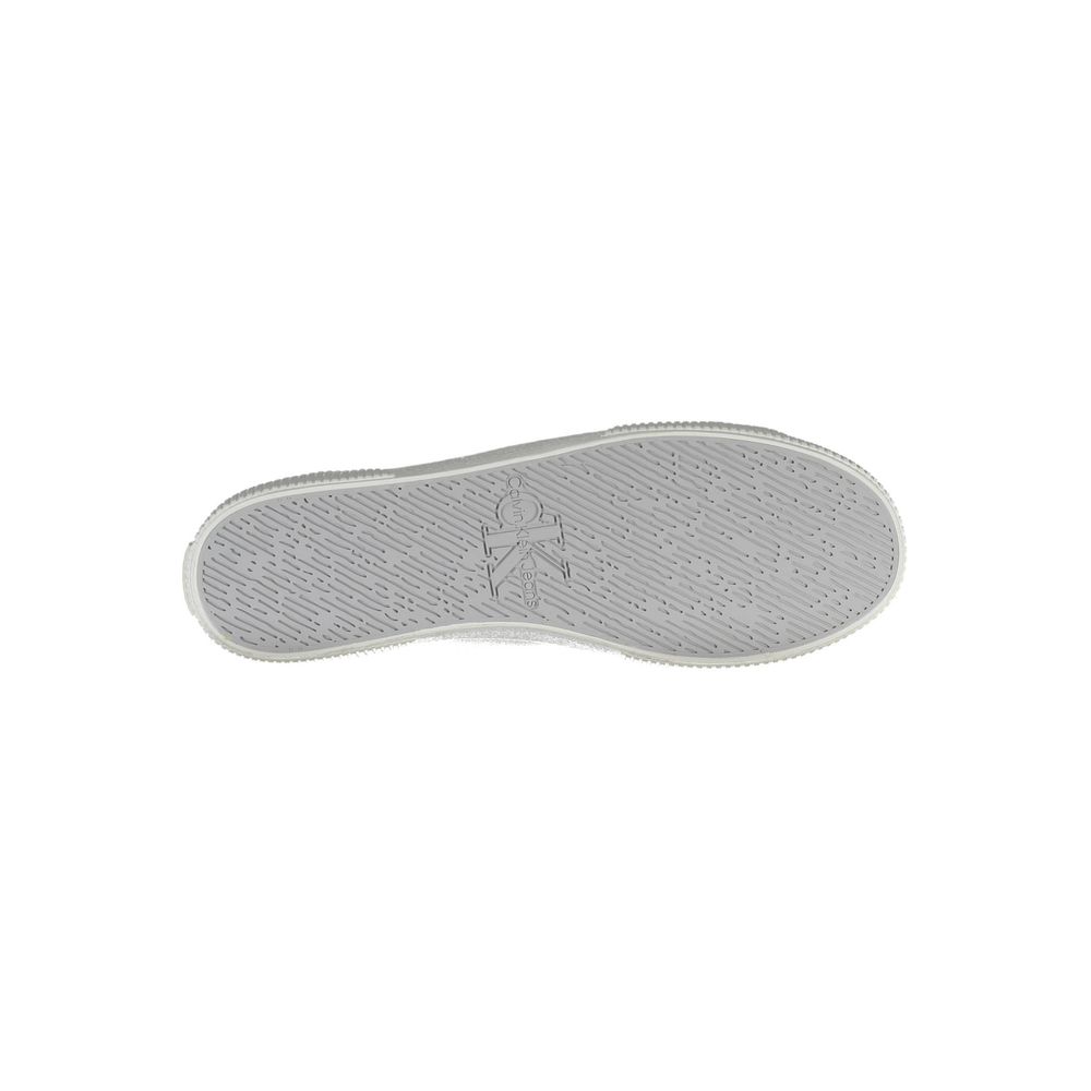 Athletic Sneakers by Calvin Klein for men in polyester polyethylene cotton white showcases a architectural silhouette, artfully capturing the essence of the Men's Athletic Polyester Polyethylene Cotton Sneakers with its signature architectural athletic style construction.