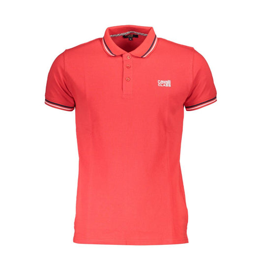 Polo Shirt by Cavalli Class for men in cotton red & print showcases a sharp silhouette, detailed with a refined and sharp short-sleeve for a sophisticated finish.