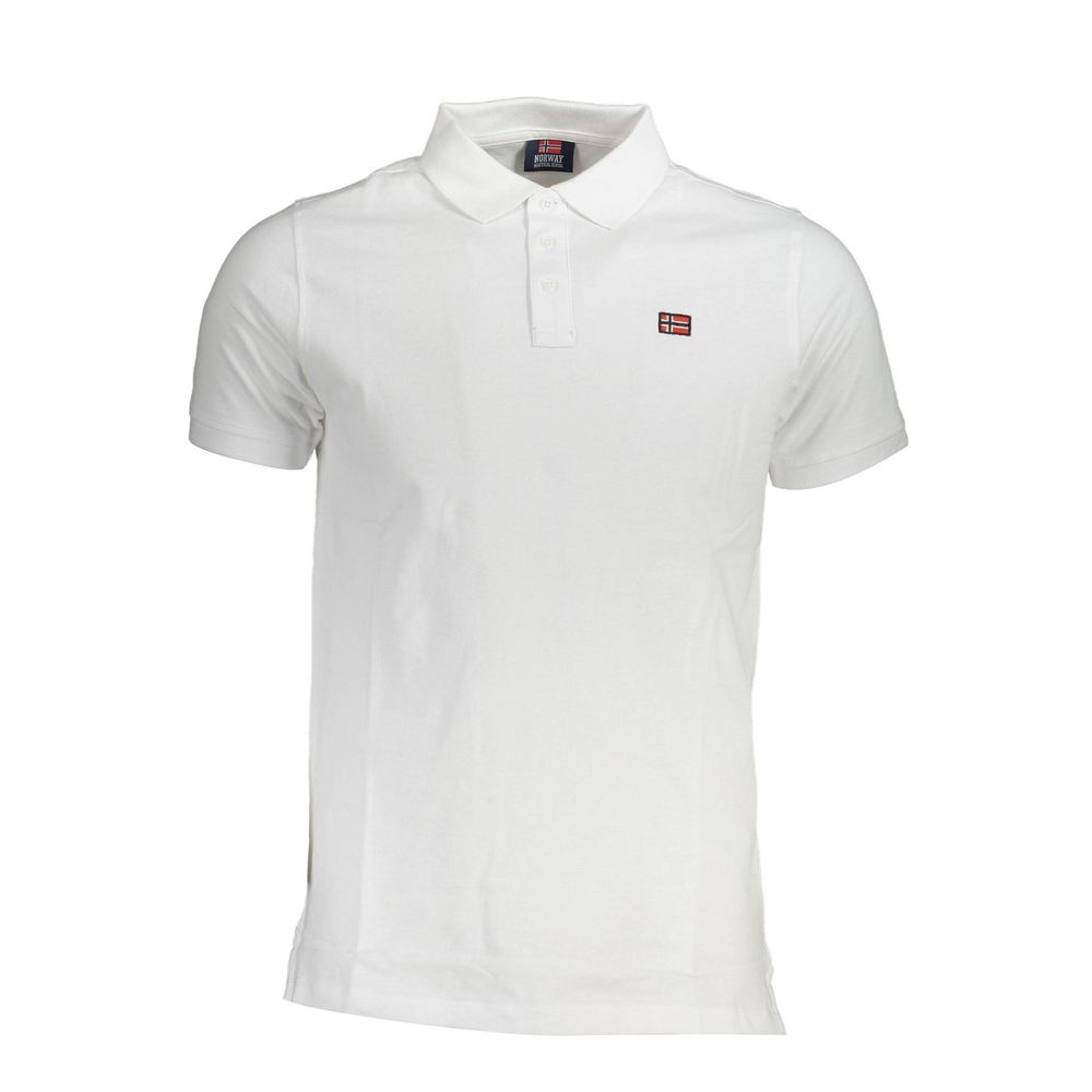 Polo Shirt by Norway 1963 for men in cotton white showcases a sharp silhouette, detailed with a refined and sharp short-sleeve for a sophisticated finish.