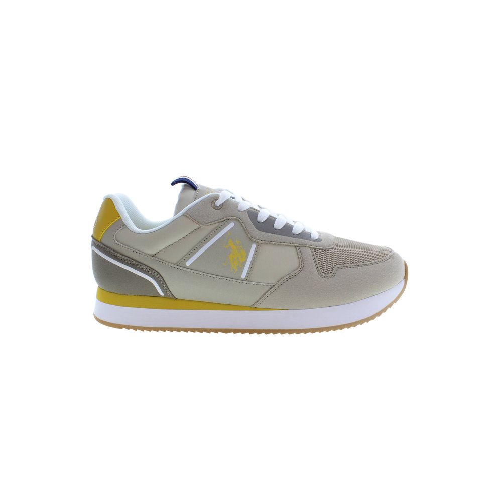 Athletic Sneakers by U.S. POLO ASSN. for men in polyester & polyurethane beige features an stately silhouette, showcasing the signature athletic style of the Men's Athletic Polyester & Polyurethane Sneakers collection with a truly stately finish.