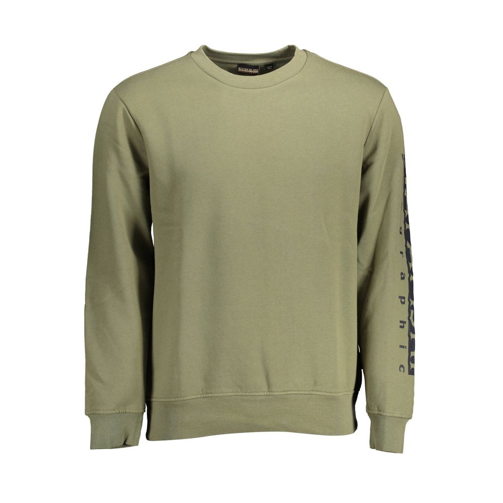 Sweatshirt by Napapijri for men in cotton polyester green & print features an provocated silhouette, detailed with a provocated long-sleeve and a refined crew neckline for a sophisticated aesthetic.