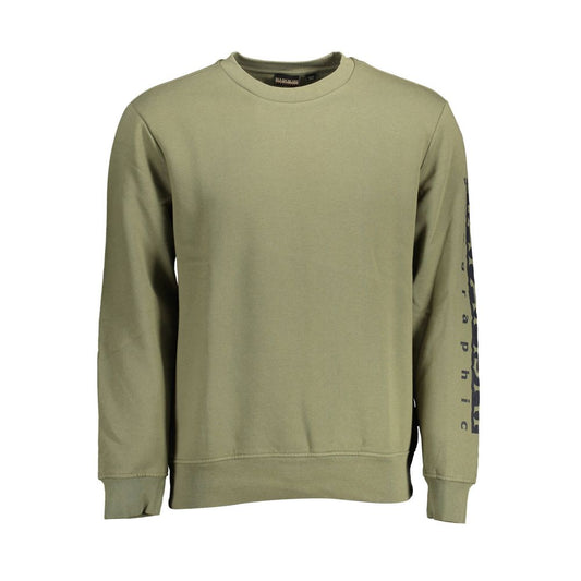 Sweatshirt by Napapijri for men in cotton polyester green & print features an provocated silhouette, detailed with a provocated long-sleeve and a refined crew neckline for a sophisticated aesthetic.