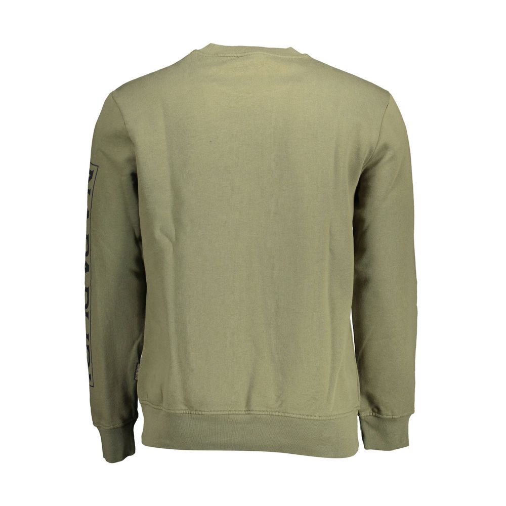 Sweatshirt by Napapijri for men in cotton polyester green & print showcases a slouchy chic silhouette, artfully detailed with a slouchy chic crew neckline and for a slouchy chic finish.