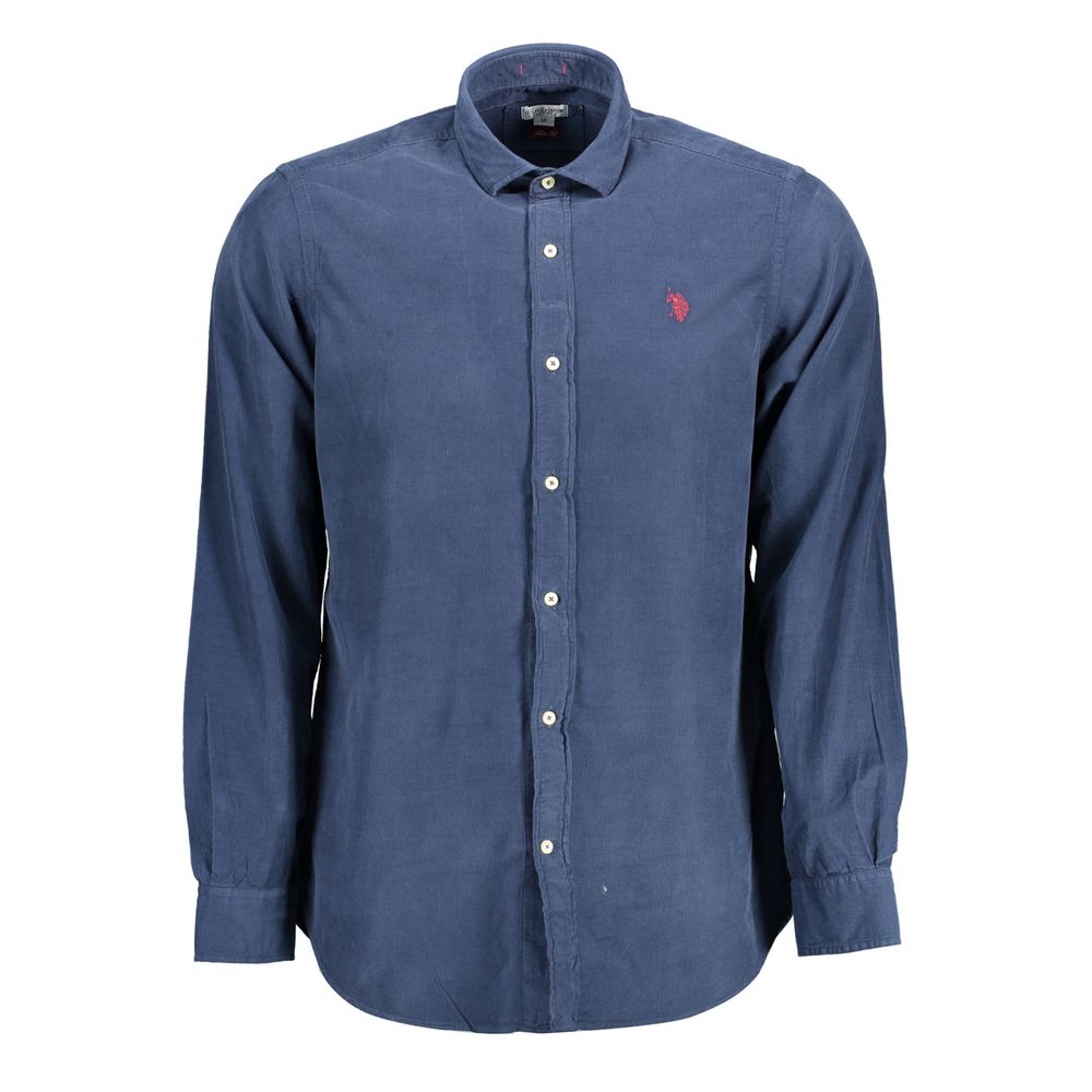 Polo Shirt by U.S. POLO ASSN. for men in cotton blue showcases a sharp silhouette, detailed with a refined and sharp long-sleeve for a sophisticated finish.