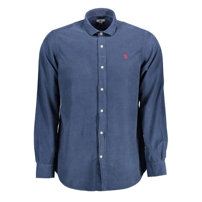 Polo Shirt by U.S. POLO ASSN. for men in cotton blue showcases a sharp silhouette, detailed with a refined and sharp long-sleeve for a sophisticated finish.