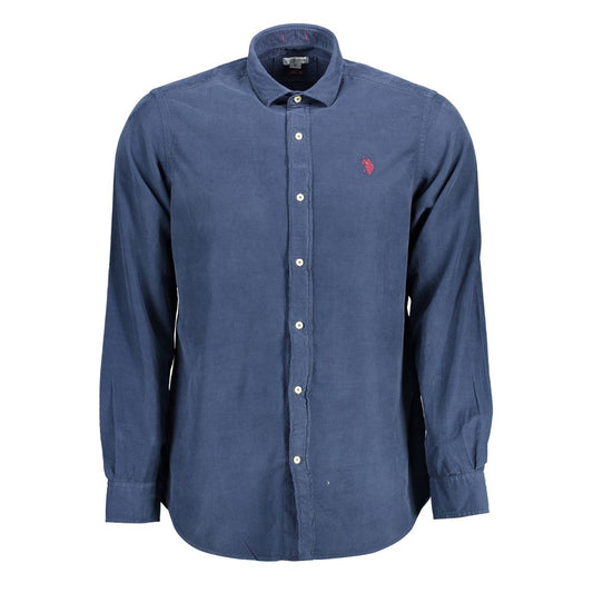 Polo Shirt by U.S. POLO ASSN. for men in cotton blue showcases a sharp silhouette, detailed with a refined and sharp long-sleeve for a sophisticated finish.
