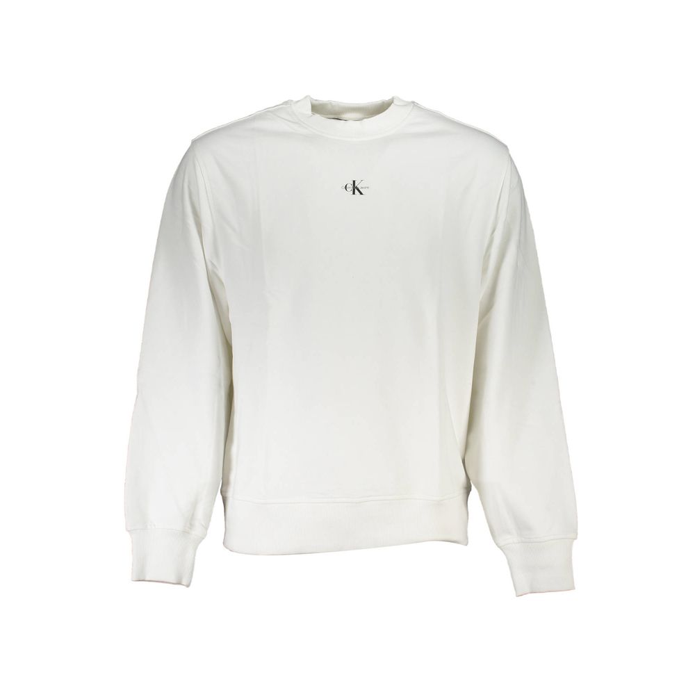 Sweatshirt by Calvin Klein for men in cotton white, signature & print showcases a slouchy chic silhouette, artfully detailed with a slouchy chic crew neckline and long-sleeve for a slouchy chic finish.